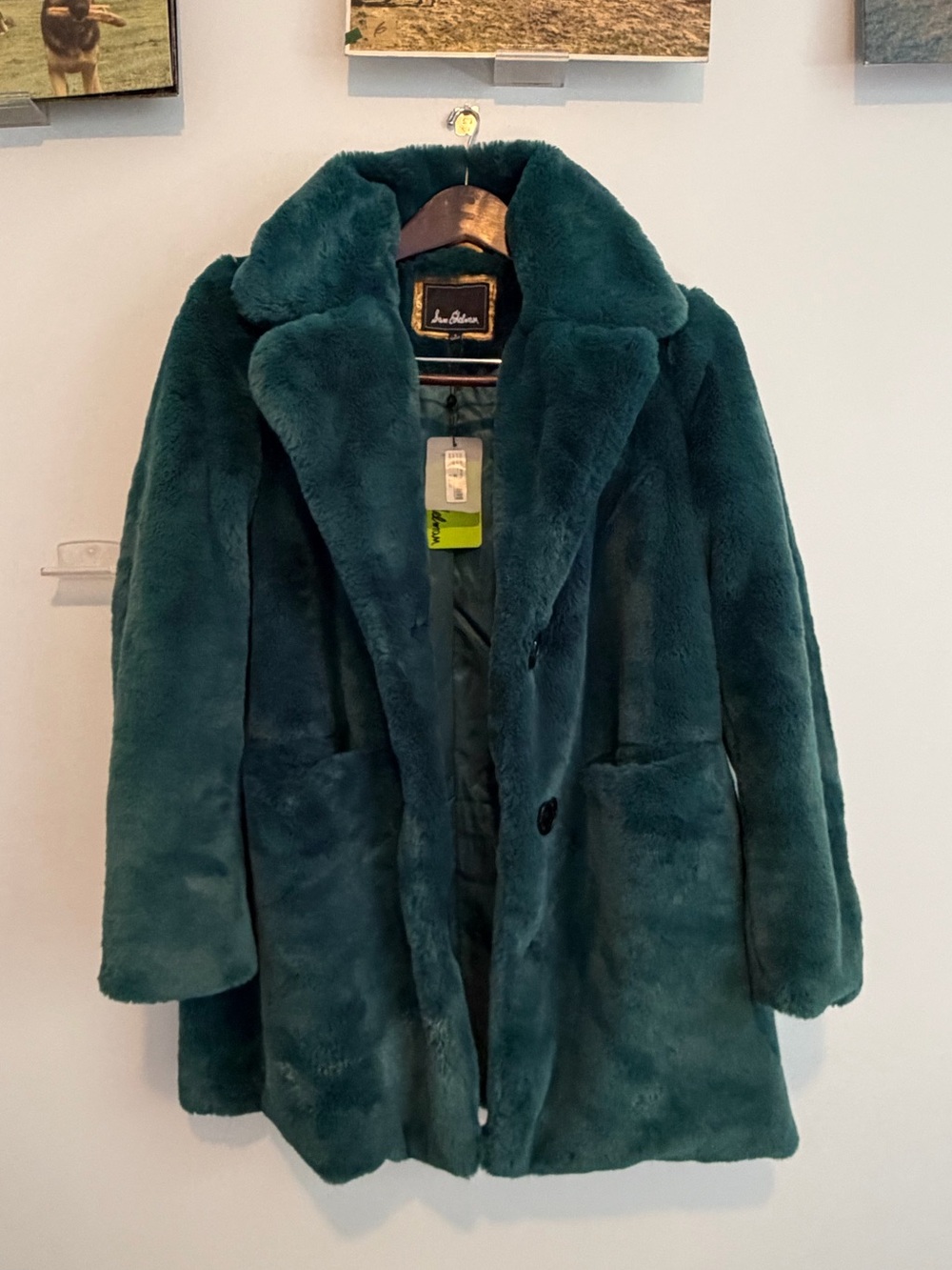 Sam Edelman Teal Faux Fur Coat XS NWT $220 Retail Sam Edelman Teal